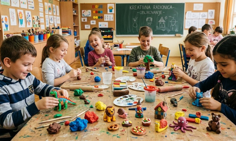 Plastelin, glinamol i mase za modeliranje, kreativni pribor za školu i igru