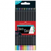 Boje drvene 12boja trokutaste Black Edition neon+pastel Faber-Castell 116410