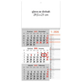 Kalendar zidni trodijelni memo sa spiralom