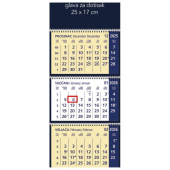 Kalendar zidni trodijelni s 3 spirale plavi
