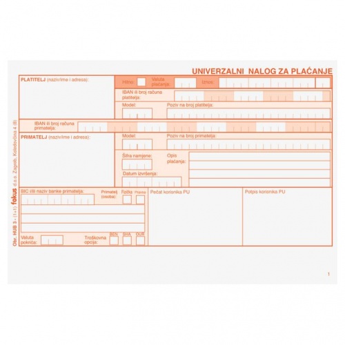 Obrazac HUB 3(1+1) set 1/100