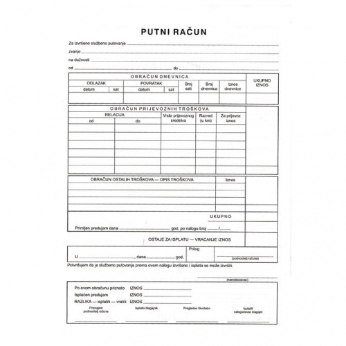 Obrazac B-8-3 putni nalog