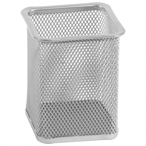 Čaša za olovke metalna žica četvrtasta 8x8x9,8cm srebrna