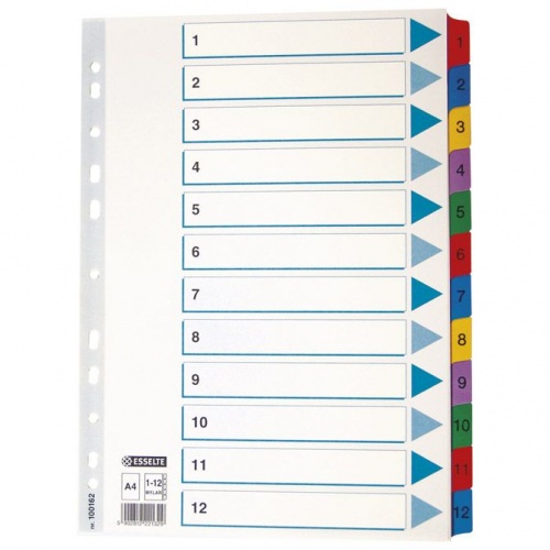 Pregrada kartonska A4 brojevi 1-12 kolor 12 listova Esselte 100162