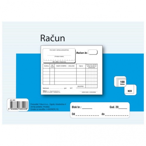 Obrazac Račun A6 A-643/NCR 