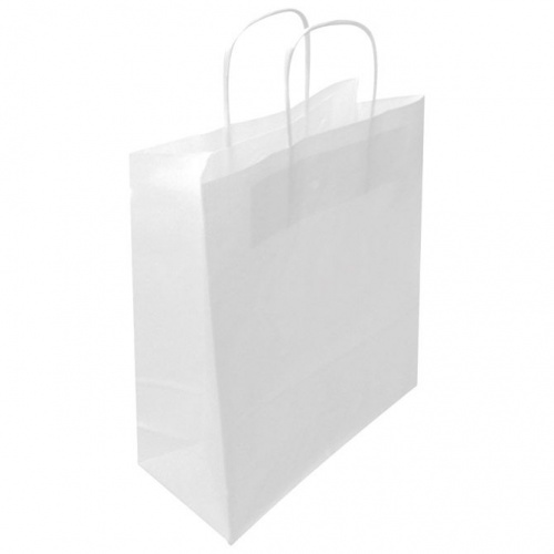 Vrećice ukrasne natron 26x35x12cm pletene ručke bijele