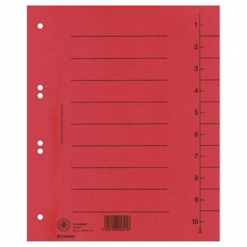 Pregrada kartonska A4 250g Donau 8610001-04 crvena