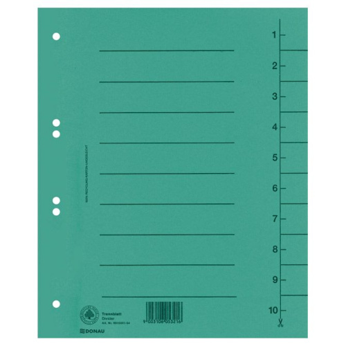 Pregrada kartonska A4 250g Donau 8610001-06 zelena