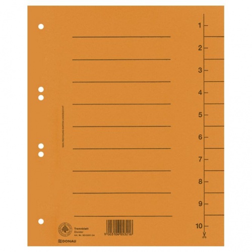 Pregrada kartonska A4 250g Donau 8610001-12 narandžasta