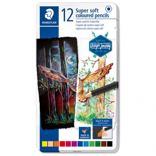 Drvene boje 12boja metalna kutija Super Soft Design Journey Staedtler 149C M12