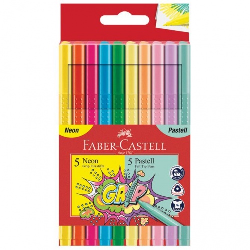 Flomaster školski 10boja Grip neon+pastel Faber Castell 155312