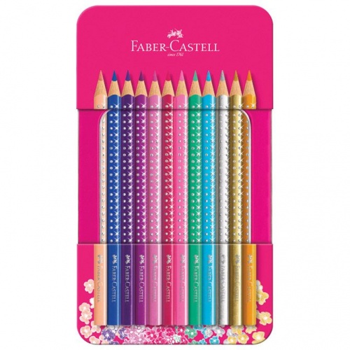 Drvene boje 12boja metalna kutija Sparkle Faber Castell 201737