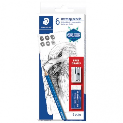 Set Mars Lumograph olovke+gumica+šiljilo Design Journey Staedtler 61 100 C6