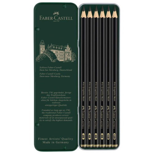 Olovka grafitna pk6 u metalnoj kutiji Pitt graphite matt Faber-Castell 115207