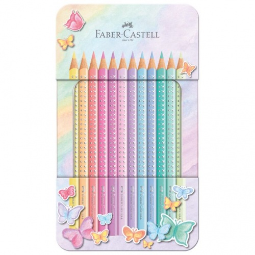 Drvene boje 12boja metalna kutija Sparkle pastel Faber-Castell 201910