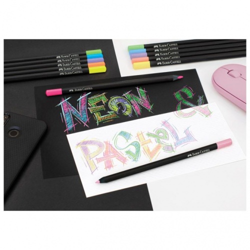 Drvene boje 12boja trokutaste Black Edition neon+pastel Faber-Castell 116410