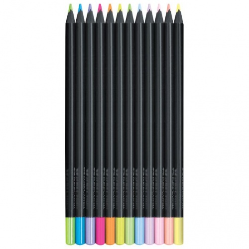 Drvene boje 12boja trokutaste Black Edition neon+pastel Faber-Castell 116410
