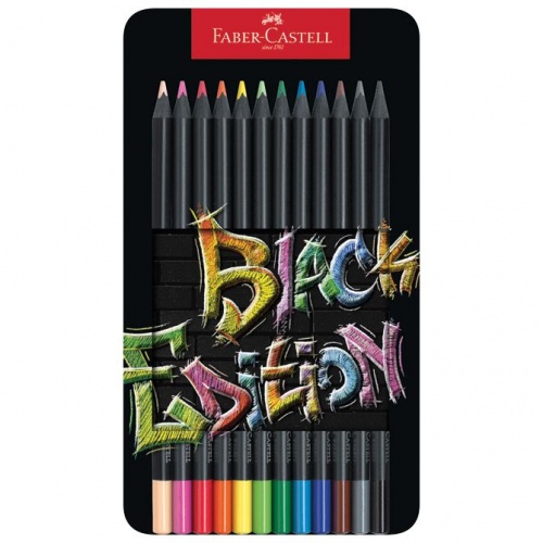 Drvene boje 12boja metalna kutija Black Edition Faber-Castell 116413