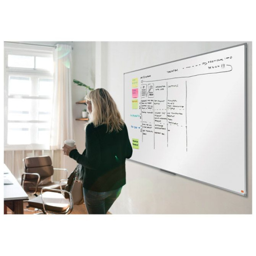 Bijela magnetna ploča Nobo Essence Steel 180x120 cm – aluminijski okvir