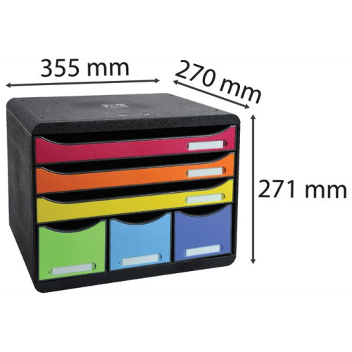 Kutija s 6 ladica (3 A4+3 A6) Iderama Exacompta 306798D crna