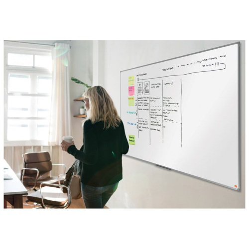 Bijela magnetna ploča Nobo Essence Steel 180x90 cm – aluminijski okvir