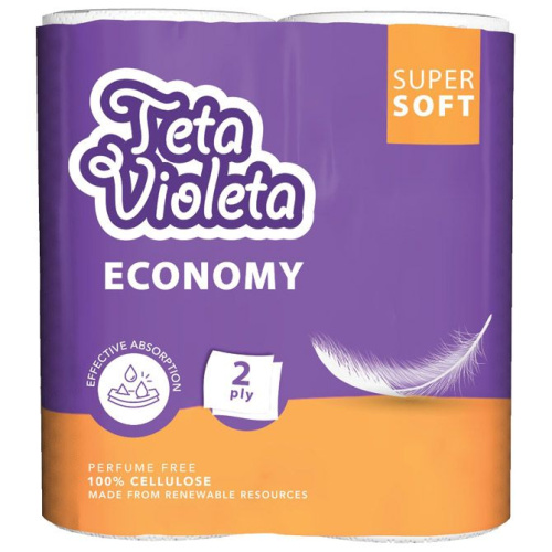 Ručnik papirnati jastučni 23cm dvoslojni Super Soft Economy Violeta bijeli 1/2