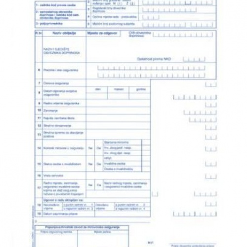 Obrazac M-1P prijava o početku osiguranja