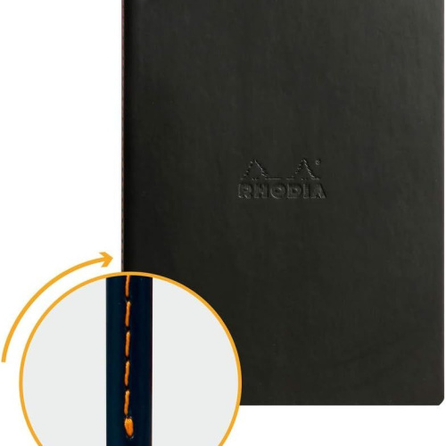 Bilježnica Rhodirama A5 crte 90gr 64 lista crna