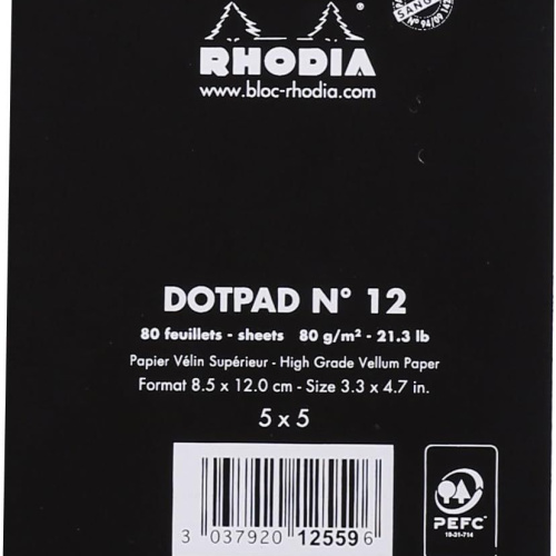 Blok 8,5x12 cm Rhodia dotpad dots 80gr crni