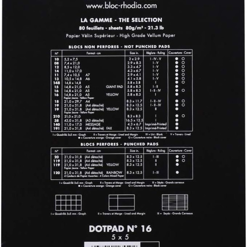 Bloka A5 Rhodia dot 80gr 80 listova crni