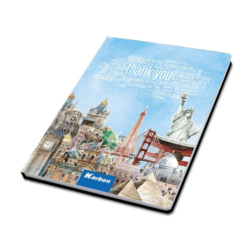 Bilježnica tvrdi uvez  96l A4 crte Karbon Strani jezici s memom