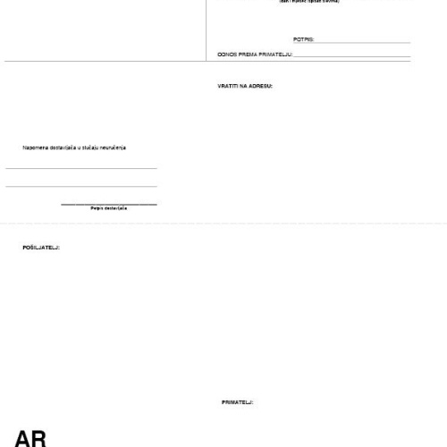 Kuverta s povratnicom bijela s tiskom 210X 12