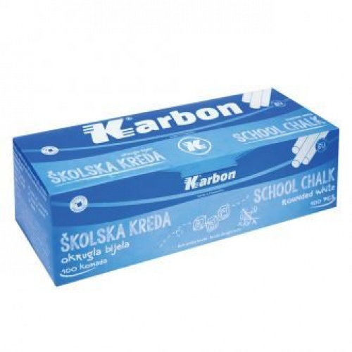 Kreda školska bijela okrugla Karbon 1/100