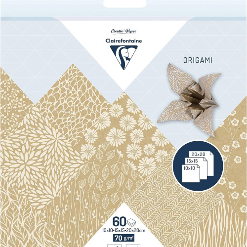 Papir Origami Clairefontaine 3 dimenzije 60 listova Kraft floral