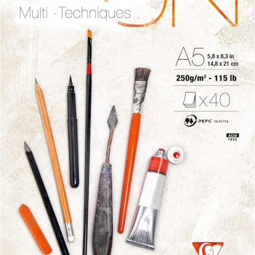 Blok Paint On A5 Clairefontaine 40 listova bijeli 250gr