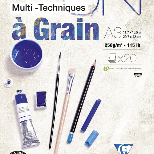 Blok Paint On A3 Clairefontaine 20 listova grain bijeli 250gr