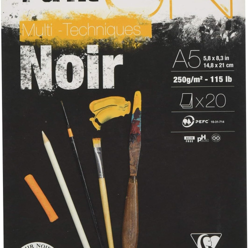 Blok Paint On A5 Clairefontaine 20 listova crni 250gr