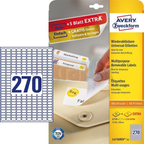 odljepljive etikete avery zweckform l4730rev 17,8×10 mm