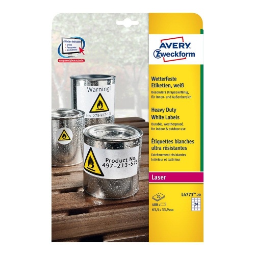 Etikete Zweckform polyester laser L4773 63,5x33,9 1/20 bijele