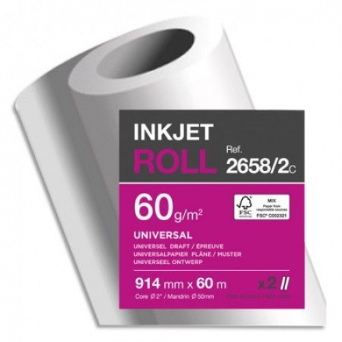 Papir u roli CLF za ink jet plotere 914mm x 60m bijeli 60g