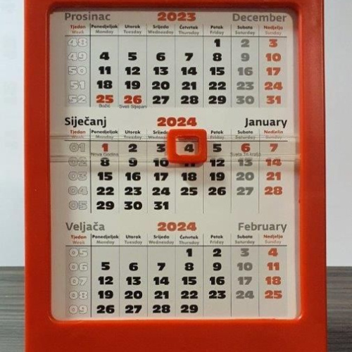 Kalendar stolni pomični 12x16 DP crveni