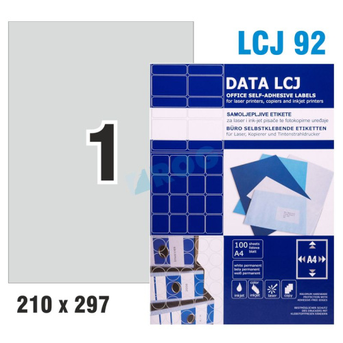 Etikete DATA 210x297 mm A4 samoljepljive etikete 100 listova