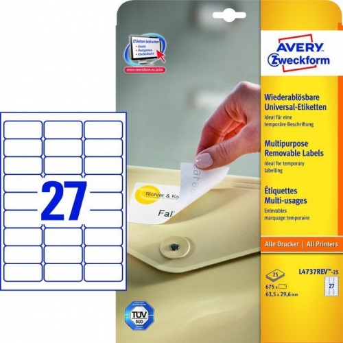 Odljepljive etikete Zweckform L4737REV 63,5 x 29,6 mm – Univerzalne