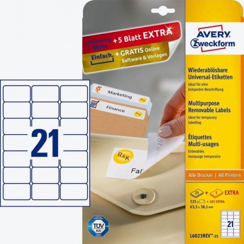 Odljepljive etikete Zweckform L6023REV 63,5 x 38,1 mm – Univerzalne