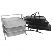 Stalak za spise vodoravni žičani 3 ladice srebrni