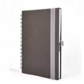 Notes 14x21 cm s gumicom i spiralom Bergo wire A5 sivi